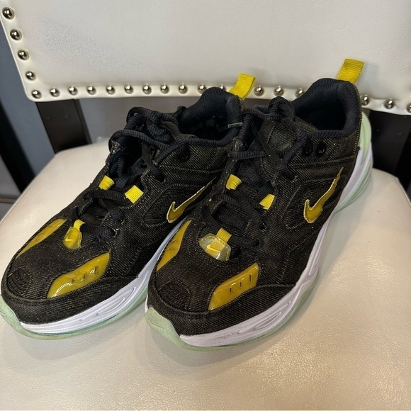 Nike Womens M2K Tekno Black Twill Denim Size 7 BV0970 001 Yellow Mint Colorway - Picture 2 of 11